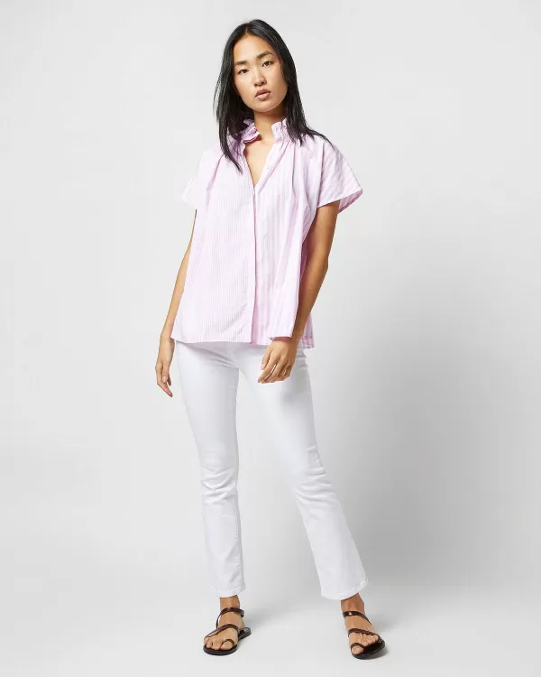 Cheap Ann Mashburn Atelier Kami Top Pink Mixed Stripe Poplin