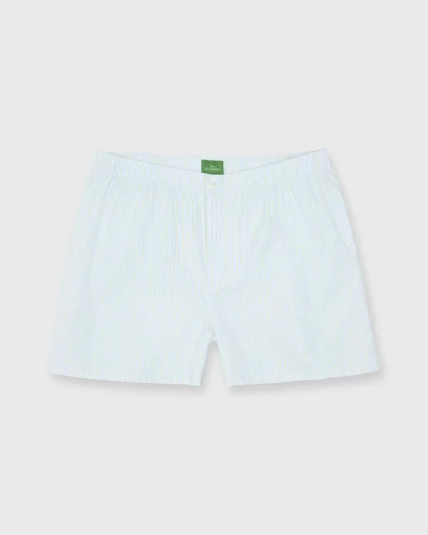 Outlet Sid Mashburn Button-Front Boxer Short Sky/Yellow/Navy Multi Stripe Poplin