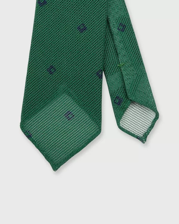 New Sid Mashburn Cotton Woven Tie Pine/Navy Diamonds