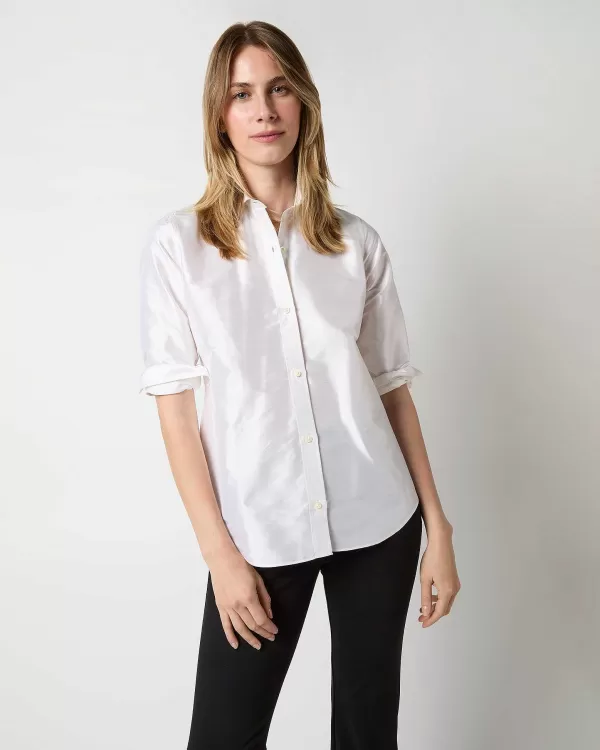 Cheap Ann Mashburn Elsie Shirt Ivory Silk Shantung