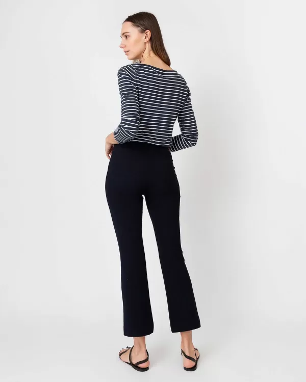 New Ann Mashburn Faye Flare Cropped Pant Ink Waffle Crepe