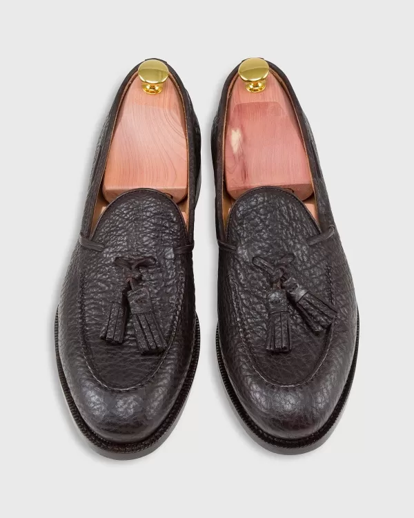 Fashion Sid Mashburn Italian Tassel Loafer Dark Brown Sharkskin