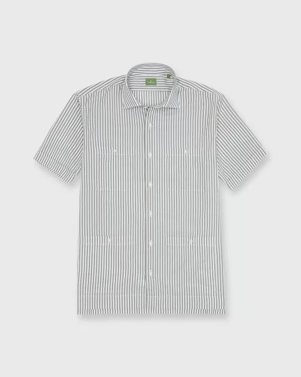 Sale Sid Mashburn Marquez Shirt Smoke/Seaglass Double Stripe Poplin