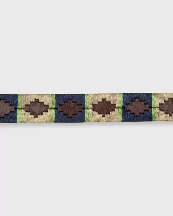 Shop Sid Mashburn 1 1/8" Polo Belt Khaki/Navy/Sage Chocolate Leather