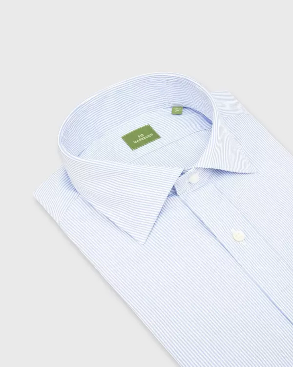Cheap Sid Mashburn Spread Collar Dress Shirt Sky Small Bengal Stripe Poplin