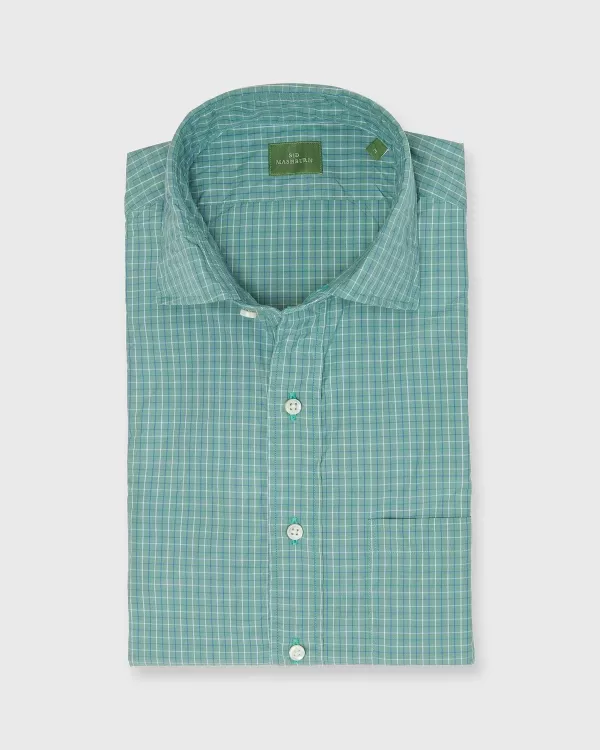 Online Sid Mashburn Spread Collar Sport Shirt Juniper/Blue/Sky Tattersall Poplin